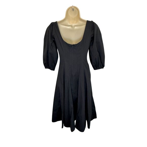 STAUD Swells Black Puff Sleeve Midi Dress NWOT - Size 0 - Picture 7 of 8
